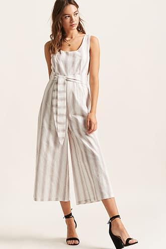 Forever21 Stripe Wide-leg Jumpsuit