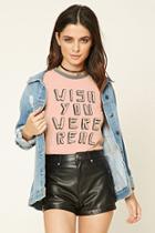 Forever21 Women's  Wish You Were Real Graphic Tee