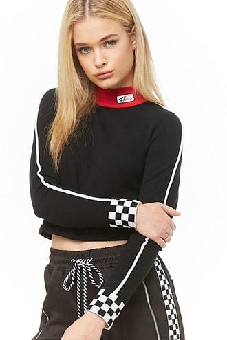 Forever21 Tokyo Graphic Mock Neck Crop Top