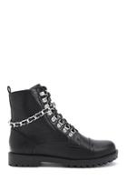 Forever21 Faux Leather Curb Chain Combat Boots