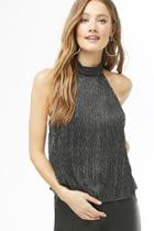 Forever21 Metallic Ribbed Mock Neck Top