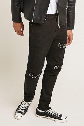 Forever21 Studded Slim-fit Jeans