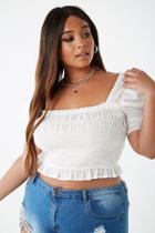 Forever21 Plus Size Puff-sleeve Crop Top