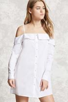 Forever21 Open-shoulder Button-up Shirt