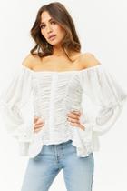 Forever21 Ruched Chiffon Off-the-shoulder Top