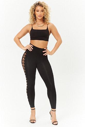 Forever21 Grommet Lace-up Leggings