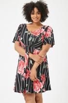 Forever21 Plus Size Floral Striped Tie-front Dress