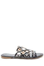 Forever21 Faux Patent Leather Caged Slide Sandals