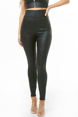 Forever21 Metallic High-waist Cutout Pants