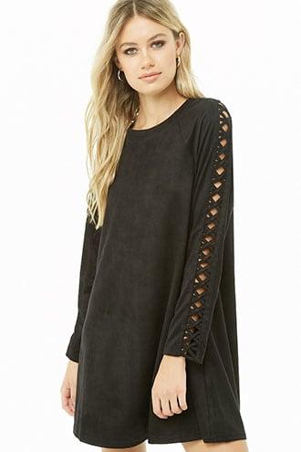 Forever21 Faux Suede Crisscross-sleeve Shift Dress