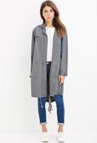 Love21 Women's  Contemporary Longline Hooded Utility Jacket (charcoal)