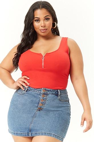 Forever21 Plus Size Rainbow Denim Mini Skirt