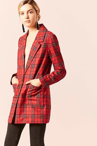 Forever21 Single-breasted Plaid Blazer