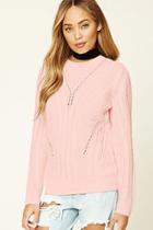 Forever21 Women's  Light Pink Crochet Sweater Top