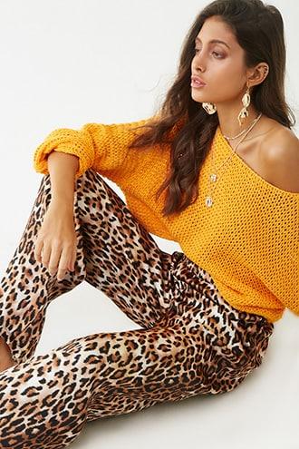 Forever21 Satin Leopard Print Pants