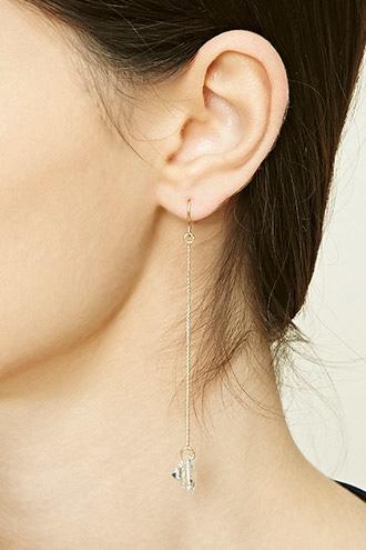 Forever21 Gold & Clear Cubic Zirconia Drop Earrings