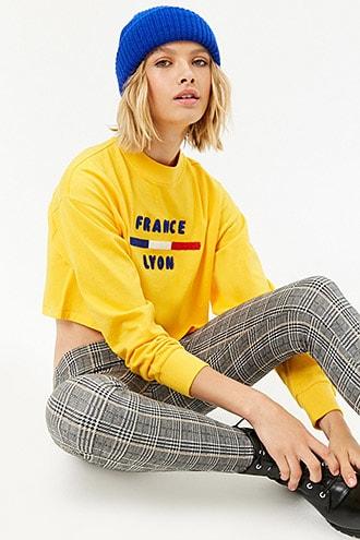 Forever21 France Mock Neck Crop Top