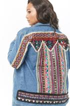 Forever21 Plus Size Embroidered Tribal-inspired Denim Jacket