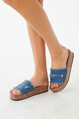 Forever21 Denim Flatform Sandals
