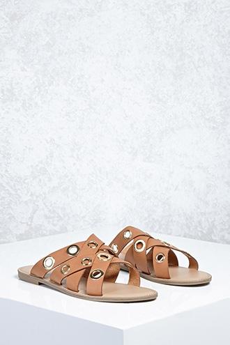 Forever21 Faux Leather Grommet Slides