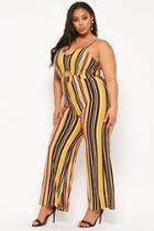 Forever21 Plus Size Multi-striped Wide-leg Jumpsuit