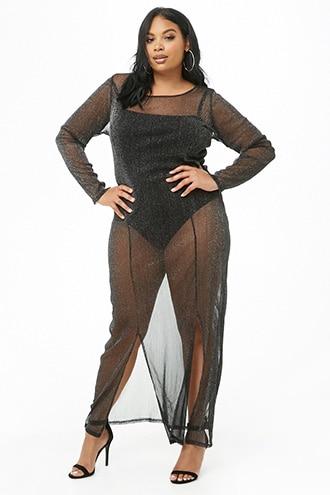 Forever21 Plus Size Metallic Sheer Mesh Dress