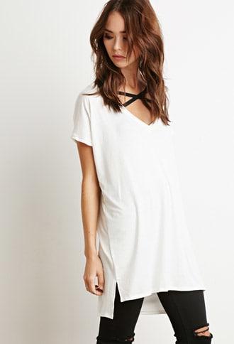 Forever21 Longline V-neck Tee