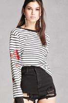 Forever21 Embroidered Stripe Top