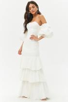 Forever21 Tiered Tulle Off-the-shoulder Gown