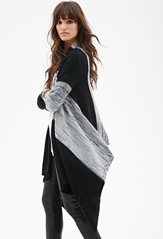 Forever21 Marled Stripe Shawl Collar Cardigan