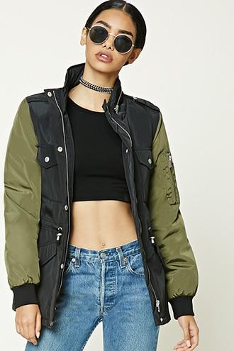 Forever21 Women's  Satin Utility Jacket