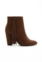 Forever21 Women's  Chocolate Faux Suede Fringe Booties