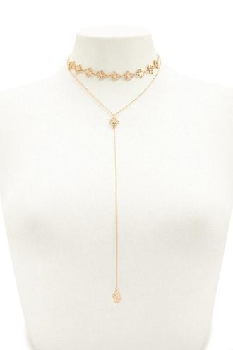 Forever21 Layered Floral Chain Necklace