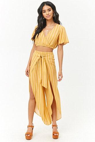 Forever21 Striped Split-leg Culottes