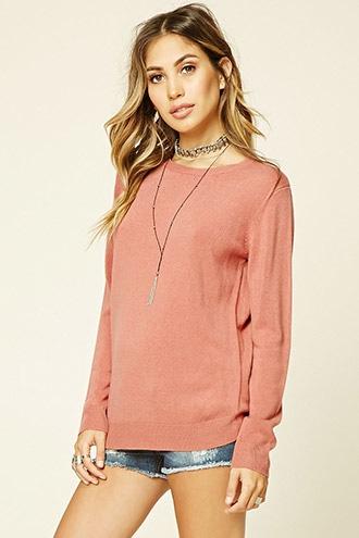 Forever21 Women's  Mauve Crew Neck Sweater