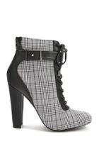 Forever21 Shoe Republic Lace-up Plaid Booties