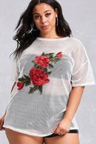 Forever21 Plus Size Floral Mesh Top