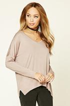 Forever21 Women's  Taupe Billowy V-neck Top