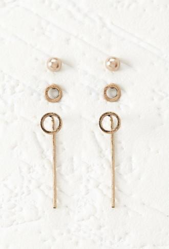 Forever21 Cutout Circle Threader Earring Set
