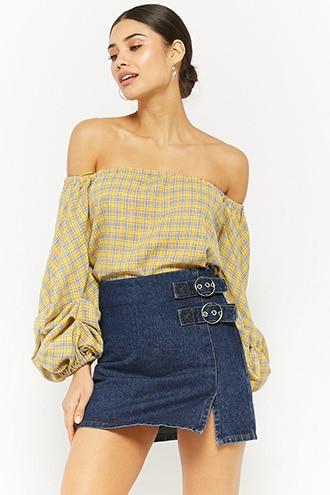 Forever21 Belted Denim Mini Skirt