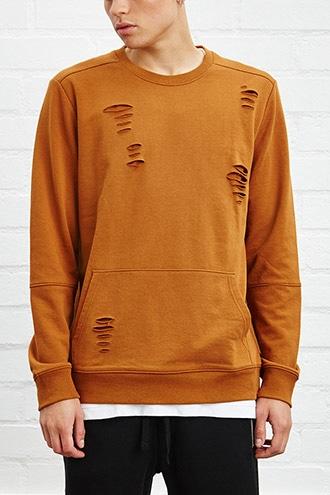 21 Men Men's  Distressed Pocket Sweatshirt