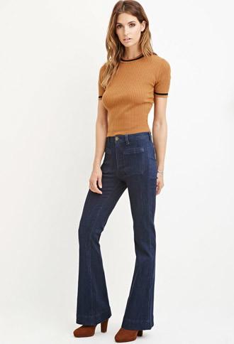 Love21 Women's  Contemporary Classic Flare Jeans
