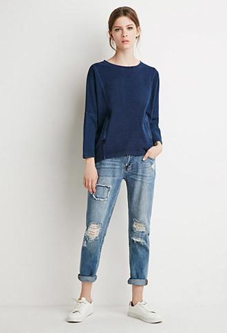 Love21 Oversized Front-pocket Dolman Sweater