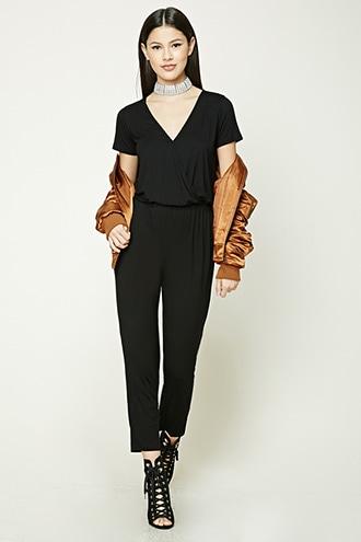Forever21 Slub Knit Surplice Jumpsuit