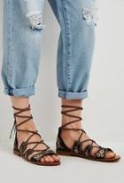 Forever21 Embroidered Lace-up Sandals
