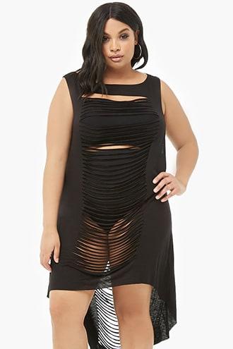 Forever21 Plus Size Longline Ladder Cutout High-low Top