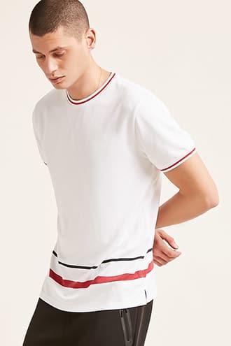 Forever21 Stripe Jersey Mesh Tee