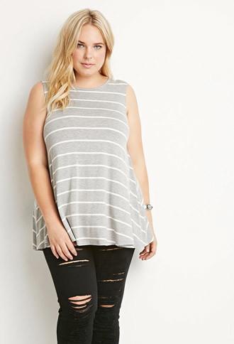 Forever21 Plus Striped Trapeze Tank
