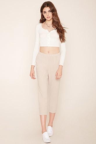 Forever21 Women's  Cropped Cuffed Pants