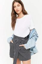 Forever21 Belted Stripe High-rise Shorts